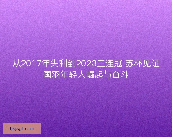 从2017年失利到2023三连冠 苏杯见证国羽年轻人崛起与奋斗