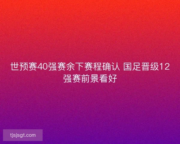 世预赛40强赛余下赛程确认 国足晋级12强赛前景看好