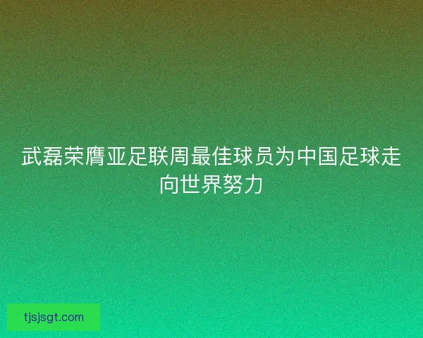 武磊荣膺亚足联周最佳球员为中国足球走向世界努力
