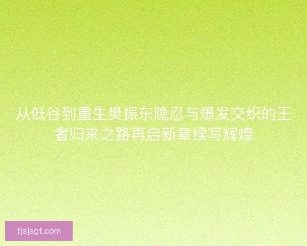 从低谷到重生樊振东隐忍与爆发交织的王者归来之路再启新章续写辉煌 从低谷到重生樊振东隐忍与爆发交织的王者归来之路再启新章续写辉煌