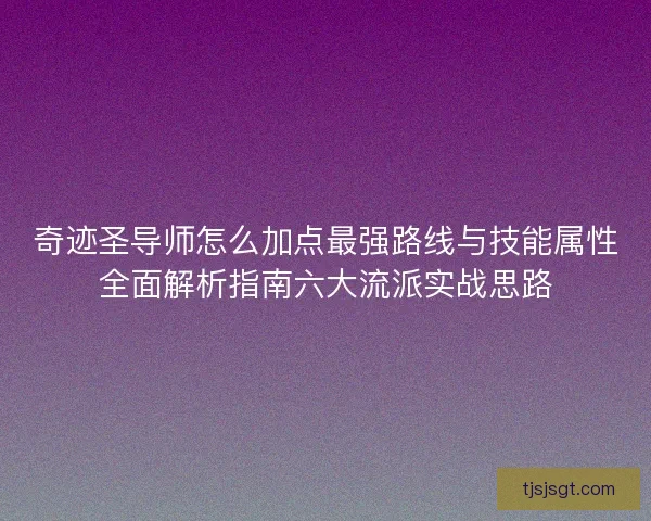 奇迹圣导师怎么加点最强路线与技能属性全面解析指南六大流派实战思路