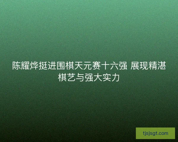 陈耀烨挺进围棋天元赛十六强 展现精湛棋艺与强大实力 陈耀烨挺进围棋天元赛十六强 展现精湛棋艺与强大实力